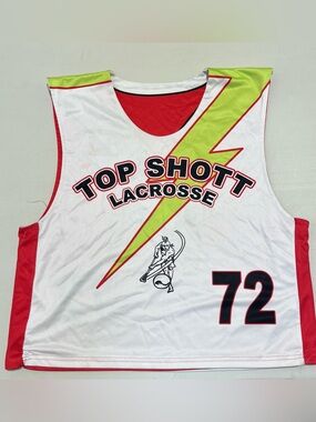 Top Shott Lacrosse White Jersey with Neon Yellow Lightning